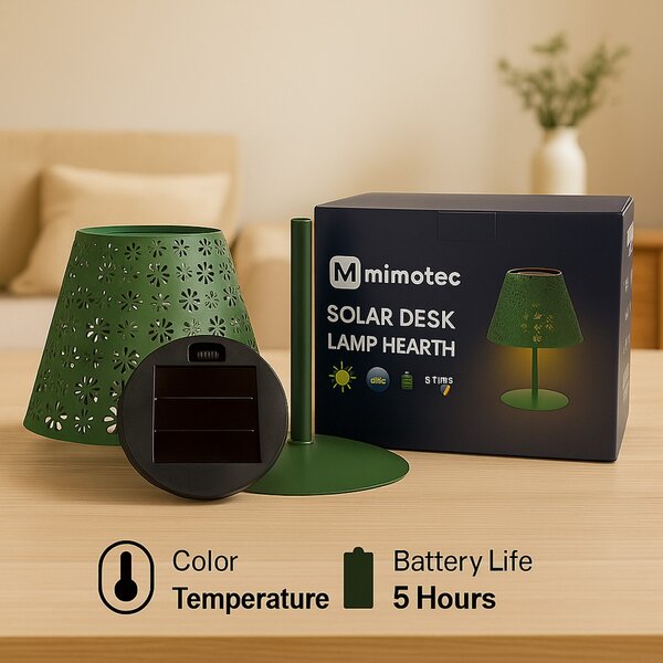 Lampada da tavolo Led Hearth 1W Verde portatile ricaricabile energia solare Bianco caldo 2500K M mimotec