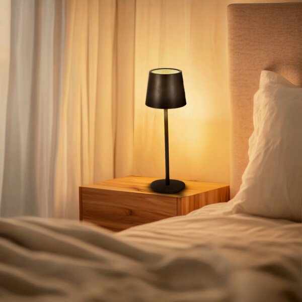 Lampada da tavolo Led touch Serena 2W Nera CCT temperatura colore regolabile portatile a batteria ricaricabile USB M mimotec