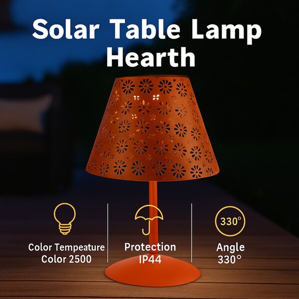 Lampada da tavolo Led Hearth 1W Arancione portatile ricaricabile energia solare Bianco caldo 2500K M mimotec