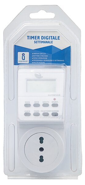 Timer Digitale Settimanale con display per regolazione al minuto spina da 16A