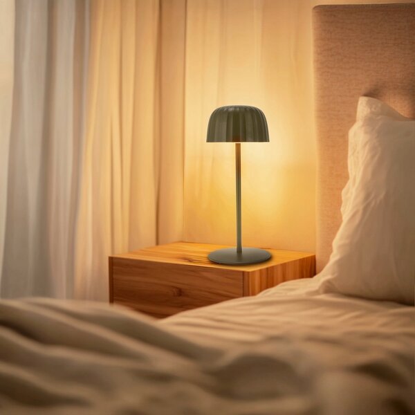 Lampada da tavolo Led Touch Gonza 2W Verde portatile ricaricabile energia solare Bianco caldo 3000K M mimotec