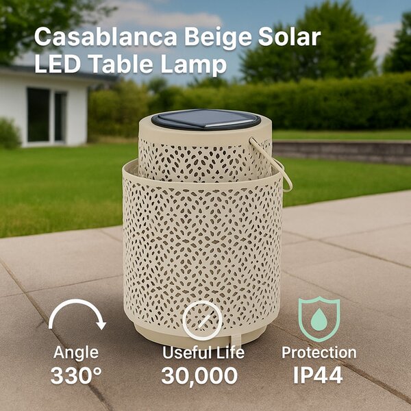 Lampada da tavolo Led Casablanca 1W Beige portatile ricaricabile energia solare Bianco caldo 2500K M mimotec
