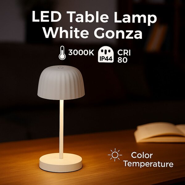 Lampada da tavolo Led Touch Gonza 2W Bianca portatile ricaricabile energia solare Bianco caldo 3000K M mimotec