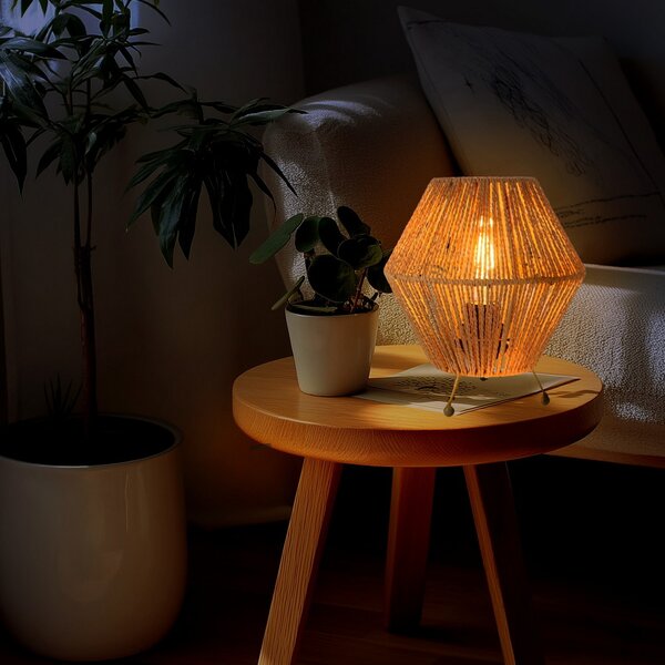 Lampada da tavolo Formentera in legno beige E27 M Ledme