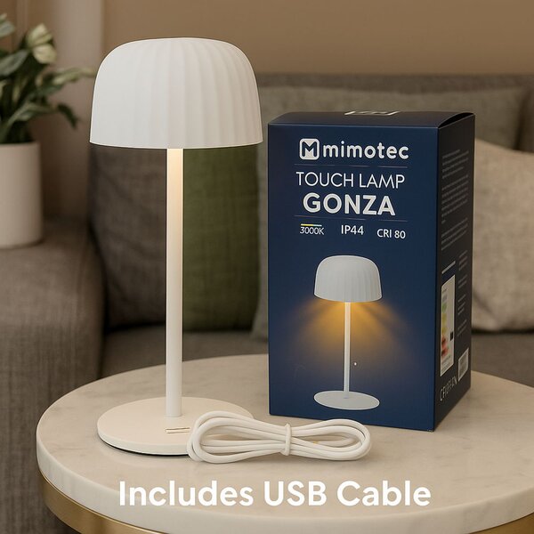 Lampada da tavolo Led Touch Gonza 2W Bianca portatile ricaricabile energia solare Bianco caldo 3000K M mimotec
