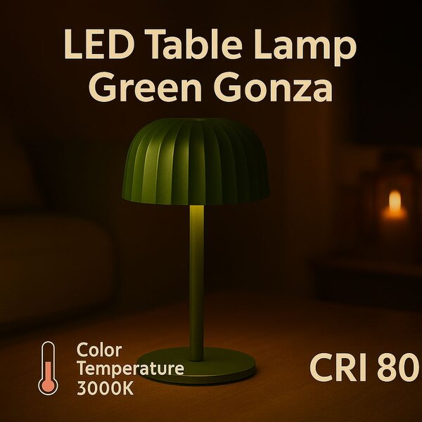 Lampada da tavolo Led Touch Gonza 2W Verde portatile ricaricabile energia solare Bianco caldo 3000K M mimotec