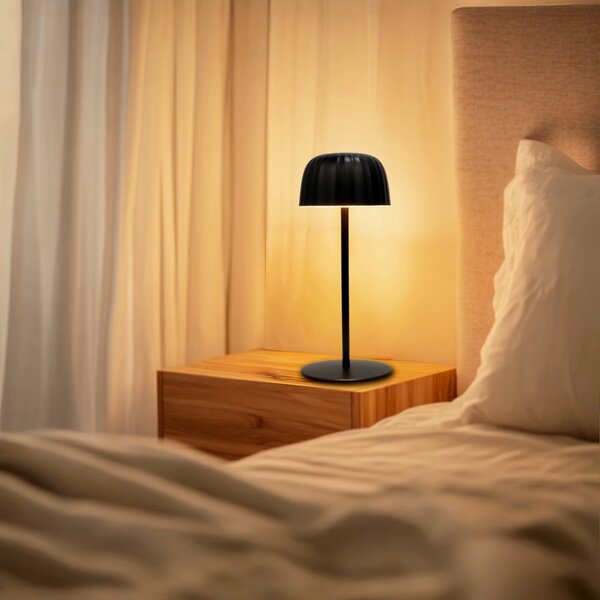 Lampada da tavolo Led Touch Gonza 2W Nera portatile ricaricabile energia solare Bianco caldo 3000K M mimotec