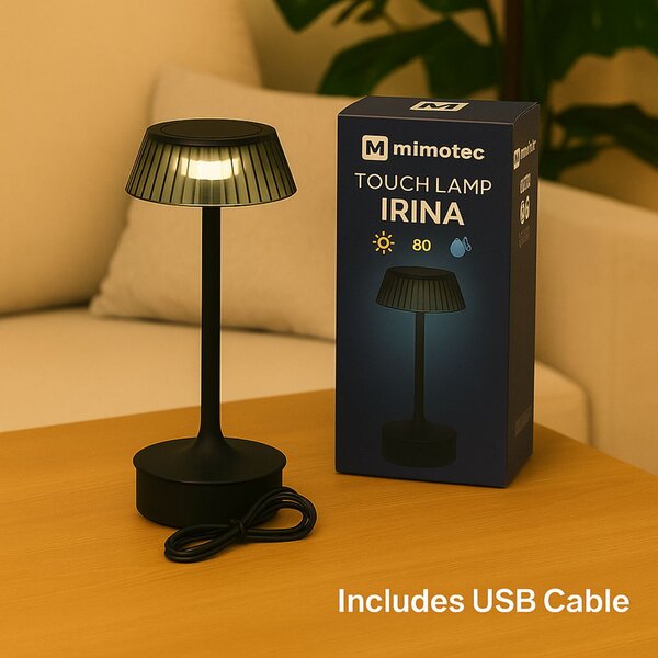 Lampada da tavolo Led touch Irina 2W Nera CCT temperatura colore regolabile portatile a batteria ricaricabile USB M mimotec