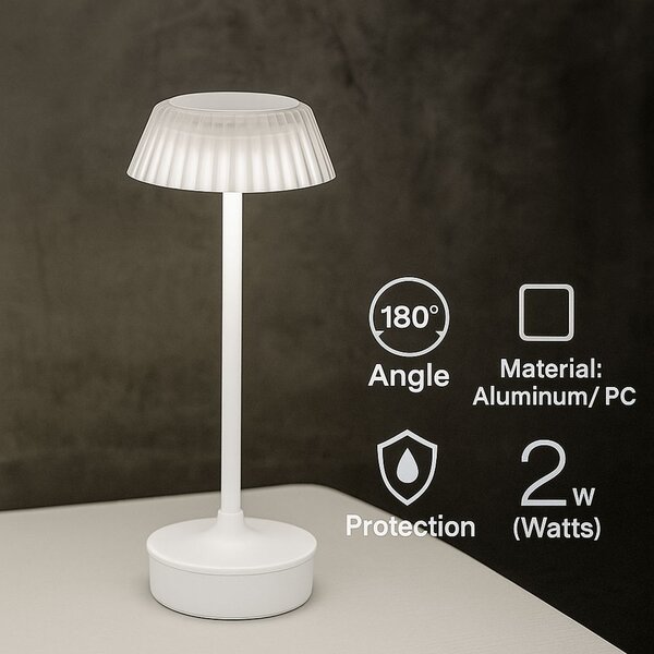 Lampada da tavolo Led touch Irina 2W Bianca CCT temperatura colore regolabile portatile a batteria ricaricabile USB M mimotec