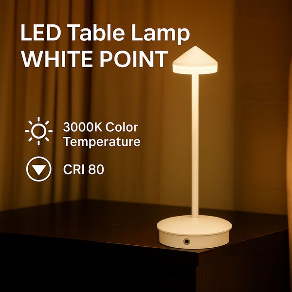 Lampada da tavolo Led touch Point 1W Bianca CCT temperatura colore regolabile portatile a batteria ricaricabile USB M mimotec