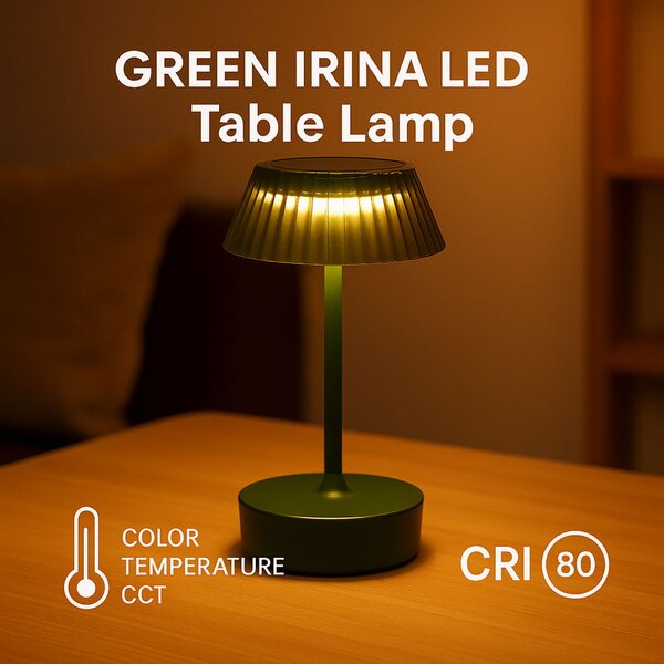 Lampada da tavolo Led touch Irina 2W Verde CCT temperatura colore regolabile portatile a batteria ricaricabile USB M mimotec