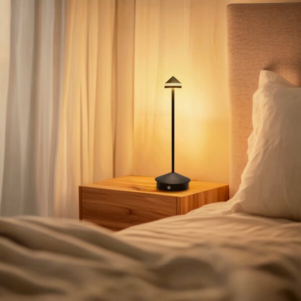 Lampada da tavolo Led touch Point 1W Nera CCT temperatura colore regolabile portatile a batteria ricaricabile USB M mimotec