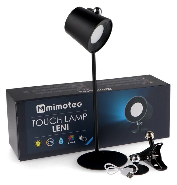Lampada da tavolo Led touch Leni 2W Nera CCT temperatura colore regolabile portatile a batteria ricaricabile USB M mimotec