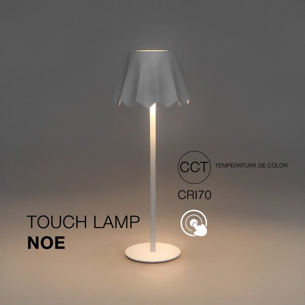Lampada da tavolo Led touch Noe Bianca 4W portatile a batteria ricaricabile USB Mimotec