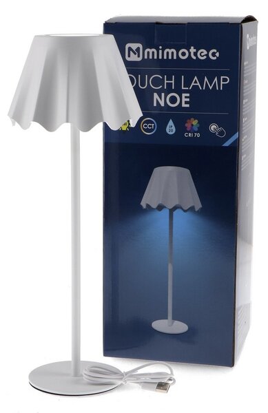 Lampada da tavolo Led touch Noe Bianca 4W portatile a batteria ricaricabile USB Mimotec