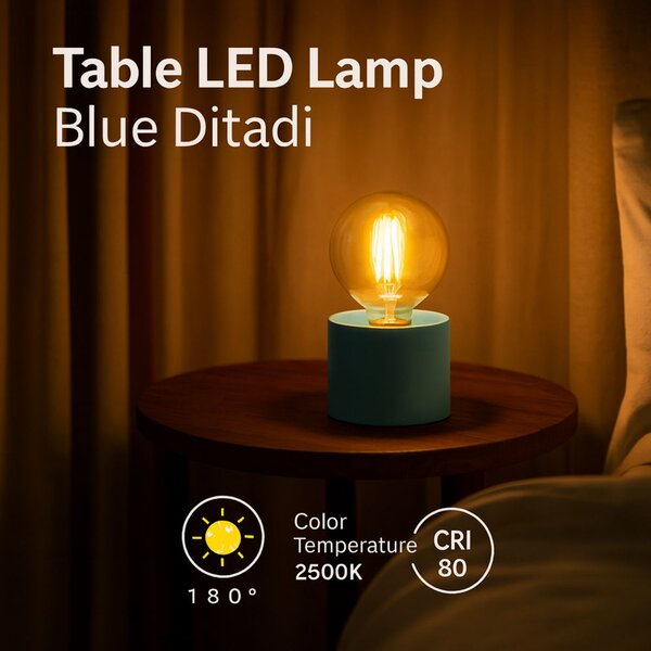 Lampada da tavolo Led Ditadi 1W Celeste a batteria Bianco caldo 2500K M mimotec