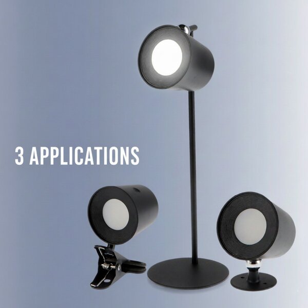 Lampada da tavolo Led touch Leni 2W Nera CCT temperatura colore regolabile portatile a batteria ricaricabile USB M mimotec