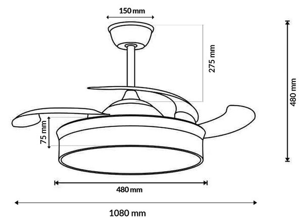 Lampadario Ventilatore da soffitto Olga 36W Bianco illuminazione Led CCT regolabile con telecomando M mimotec