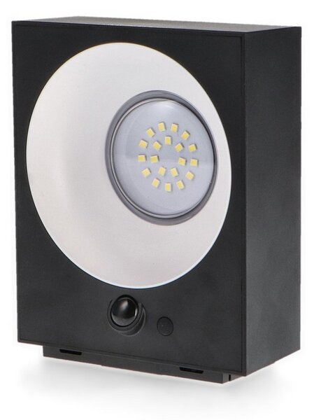 Applique Led da parete Bin 2W Nero con pannello solare IP65 Bianco neutro 4000K con sensore crepuscolare e di movimento iSG Lighting