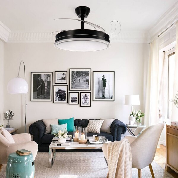 Lampadario Ventilatore da soffitto Olga 36W Nero illuminazione Led CCT regolabile con telecomando M mimotec