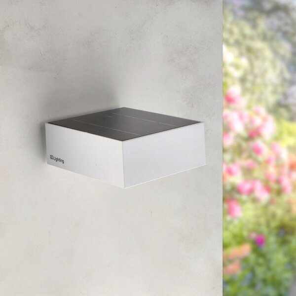 Applique Led da parete Bin 2W Bianco con pannello solare IP65 Bianco neutro 4000K con sensore crepuscolare e di movimento iSG Lighting