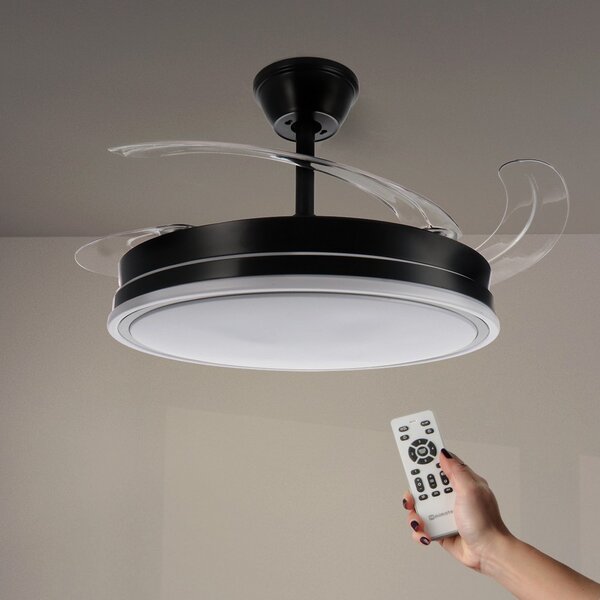 Lampadario Ventilatore da soffitto Olga 36W Nero illuminazione Led CCT regolabile con telecomando M mimotec
