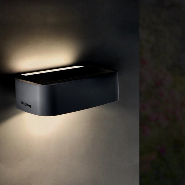 Applique Led da parete Plit 1,7W Bianco con pannello solare IP54 Bianco neutro 4000K con sensore crepuscolare e di movimento iSG Lighting