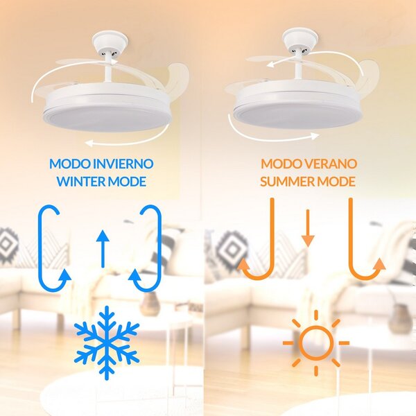 Lampadario Ventilatore da soffitto Olga 36W Bianco illuminazione Led CCT regolabile con telecomando M mimotec