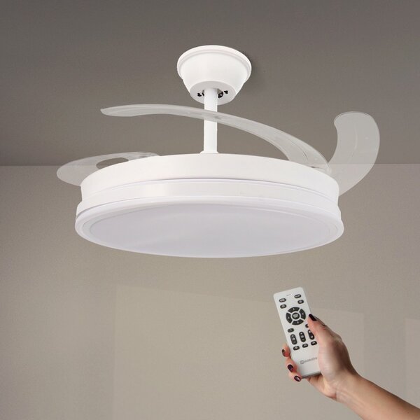 Lampadario Ventilatore da soffitto Olga 36W Bianco illuminazione Led CCT regolabile con telecomando M mimotec