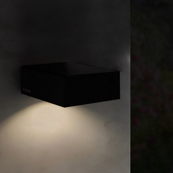 Applique Led da parete Bin 2W Nero con pannello solare IP65 Bianco neutro 4000K con sensore crepuscolare e di movimento iSG Lighting