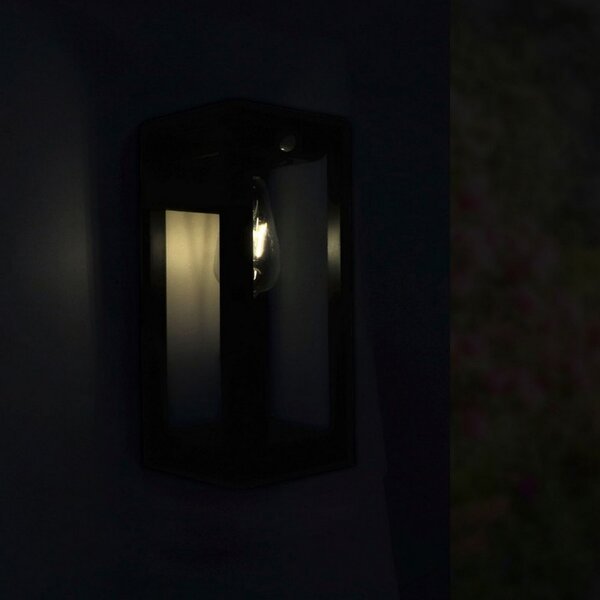 Lanterna Led da parete Delhi 2,5W Nero con pannello solare IP54 Bianco caldo 2700K con sensore crepuscolare e di movimento iSG Lighting
