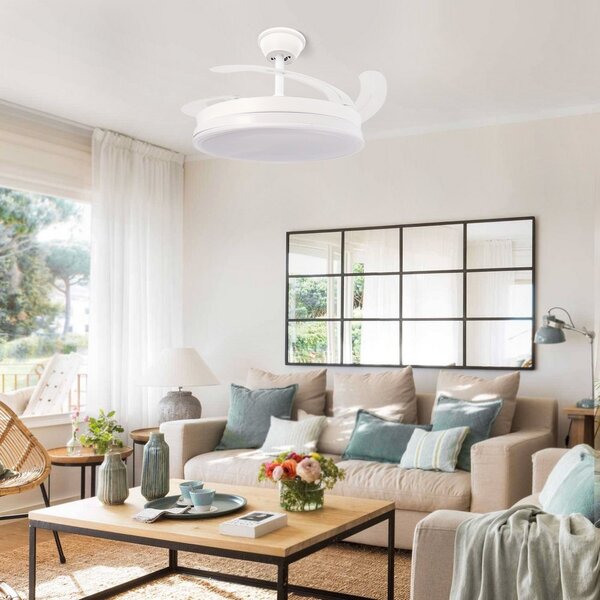 Lampadario Ventilatore da soffitto Olga 36W Bianco illuminazione Led CCT regolabile con telecomando M mimotec