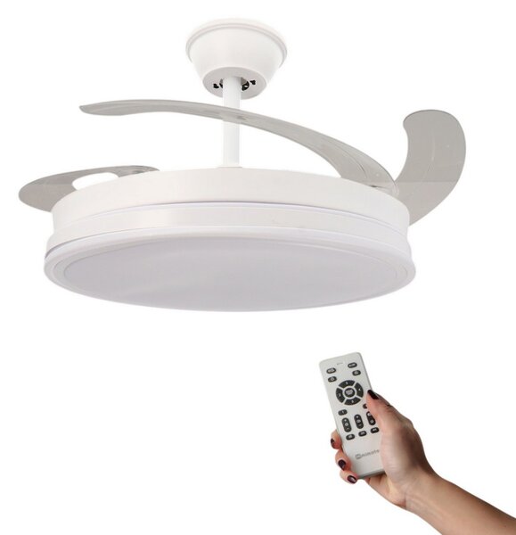 Lampadario Ventilatore da soffitto Olga 36W Bianco illuminazione Led CCT regolabile con telecomando M mimotec