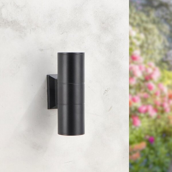 Applique da parete Tube Nero IP54 2 x GU10 M LEDME