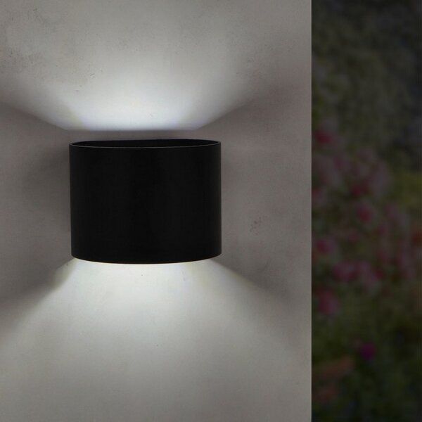 Applique Led da parete Round 12W rotondo nero IP54 CCT temperatura colore regolabile M LEDME