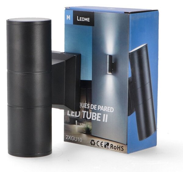Applique da parete Tube Nero IP54 2 x GU10 M LEDME