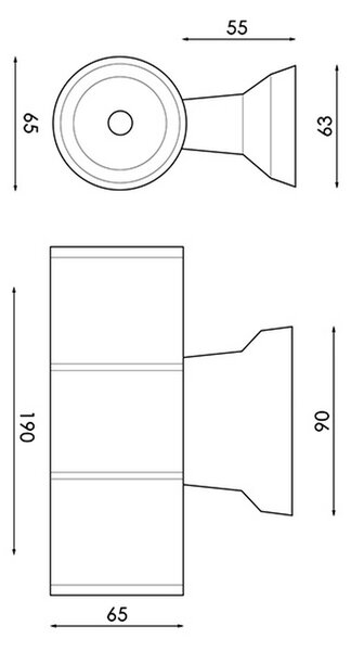 Applique da parete Tube Nero IP54 2 x GU10 M LEDME