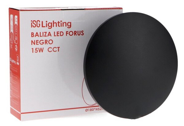 Applique Led da parete Forus 15W rotondo Nero IP54 CCT temperatura colore regolabile iSG Lighting