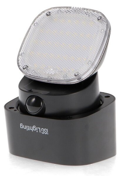 Applique Led da parete Flat 1W Nero con pannello solare IP44 Bianco neutro 4000K con sensore crepuscolare e di movimento iSG Lighting