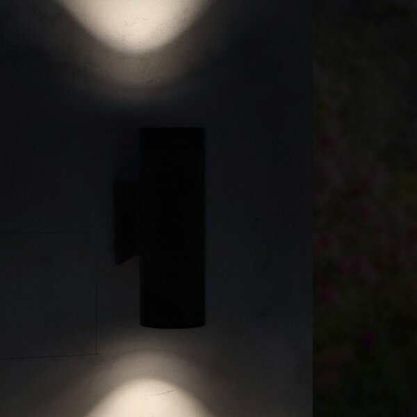 Applique da parete Tube Nero IP54 2 x GU10 M LEDME