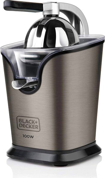 Black & Decker Spremiagrumi Professionale con Leva elettrico con Beccuccio 2 Coni intercambiabili 100 Watt colore Acciaio - BXCJ100E