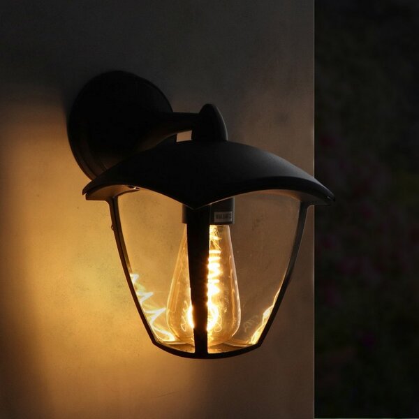 Lanterna da parete Ronse Nera IP44 1 x E27 M LEDME