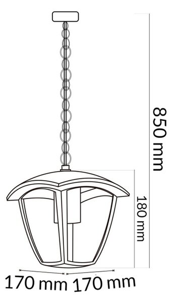 Lanterna da soffitto Ronse Nera IP44 1 x E27 M LEDME