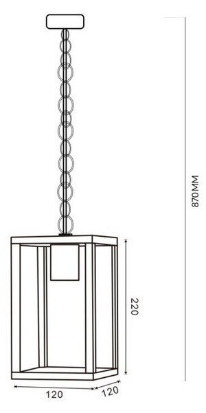 Lanterna da soffitto Ducte Nera IP44 1 x E27 M LEDME