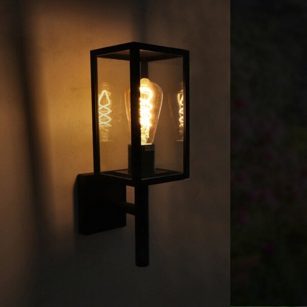 Lanterna da parete Ducte Nera IP44 1 x E27 M LEDME