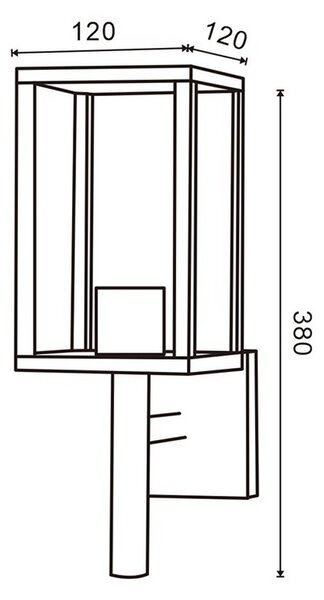 Lanterna da parete Ducte Nera IP44 1 x E27 M LEDME
