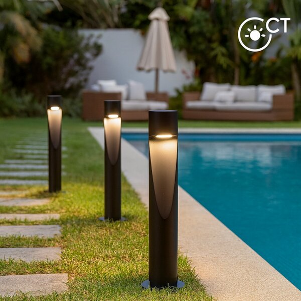 Lampioncino Led Andru 10W Grigio 80cm IP65 CCT temperatura colore regolabile iSG Lighting