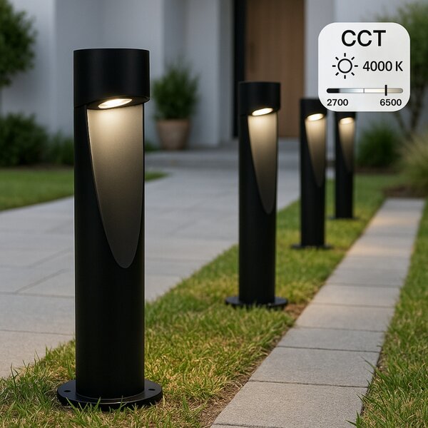 Lampioncino Led Andru 10W Nero 80cm IP65 CCT temperatura colore regolabile iSG Lighting