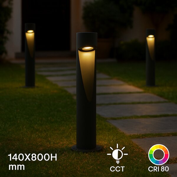 Lampioncino Led Andru 10W Grigio 80cm IP65 CCT temperatura colore regolabile iSG Lighting