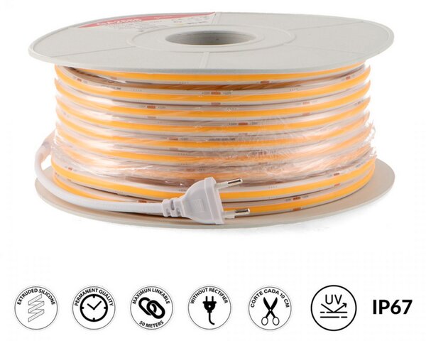 Striscia Led Point 220V 700W 14W/m COB Bobina 50 metri IP67 Bianco freddo 6000K iSG Lighting